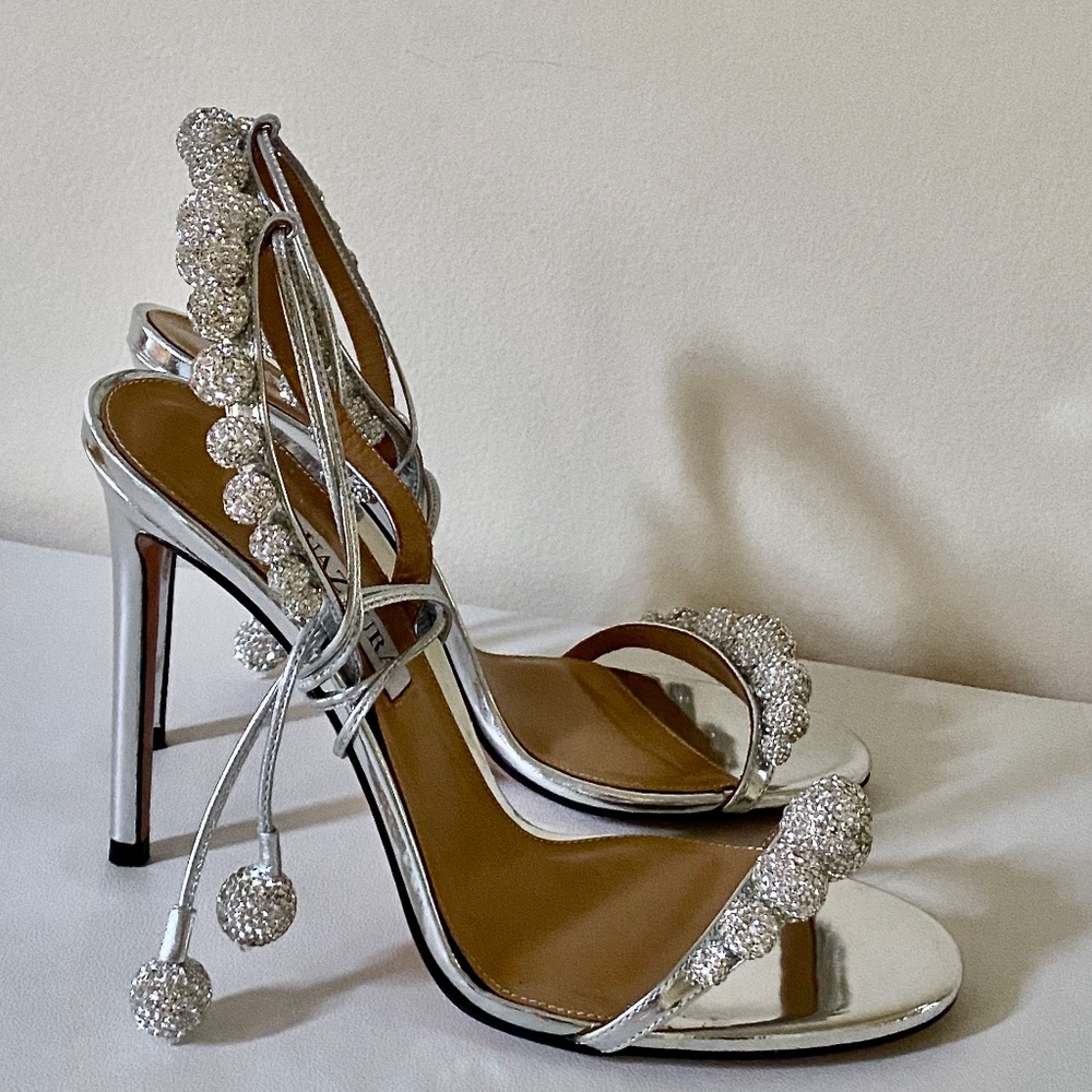 Aquazzura Silver Disco Ball Leather Stilettos / Heels US8 - Picture 13 of 16